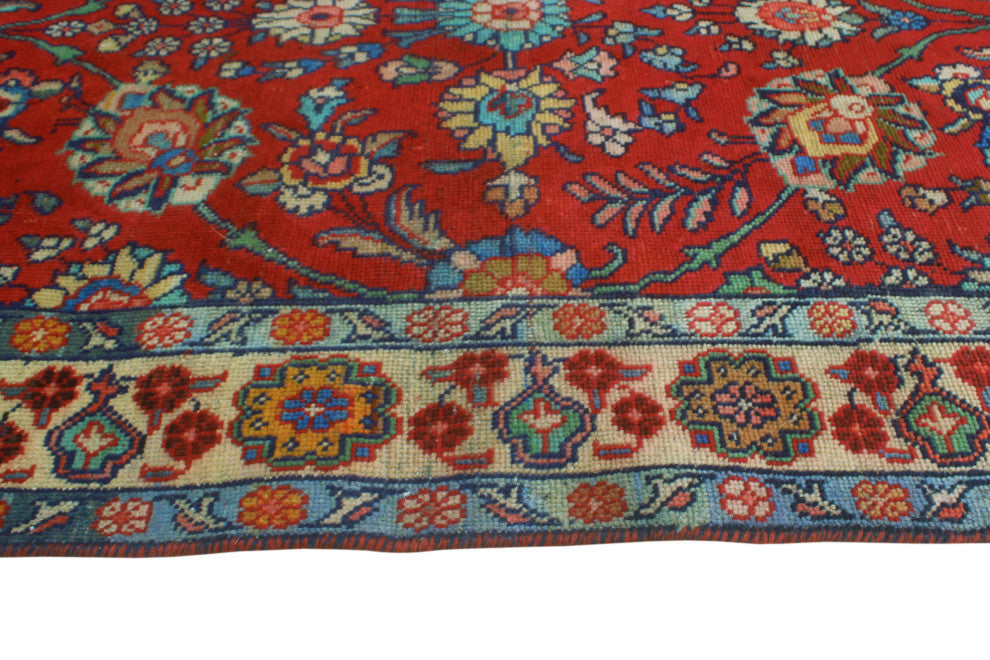 Fine Vintage Distressed Jeannie Red/Beige Runner, 3'7x9'2