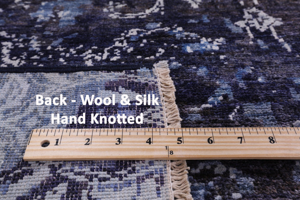 Modern Hand Knotted Wool and Silk Rug 9' 0" X 11' 10" Q7329