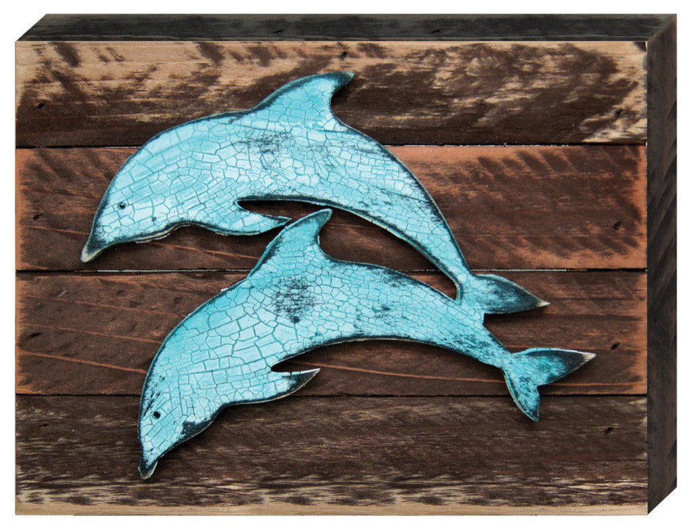 Dolphins Love Block, 8"x6"