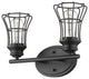 Two Light Matte Black Cage Wall Sconce