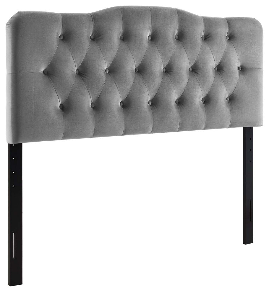 Annabel Full Diamond Tufted Performance Velvet Headboard Gray