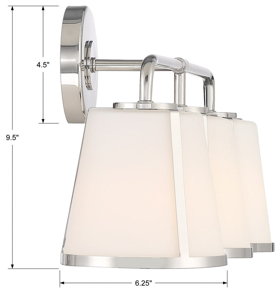 Crystorama Fulton 3 Light Bath Vanity FUL-913-PN, Polished Nickel