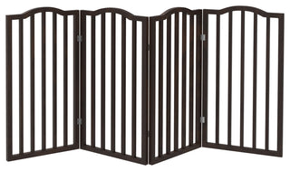 Wooden Pet Gate Tall Freestanding 4 Panel Foldable 72 x32" PETMAKER, Brown