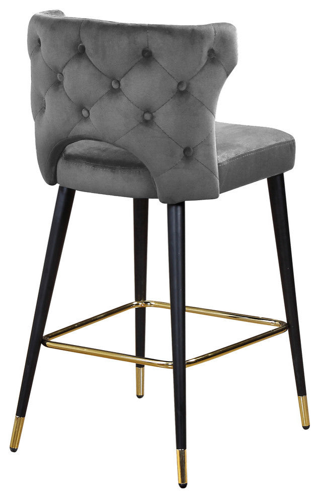 Kelly Velvet Stool (Set of 2), Gray