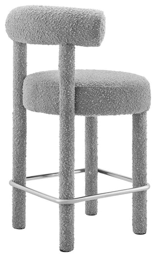 Toulouse Boucle Fabric Counter Stool - Light Gray Silver