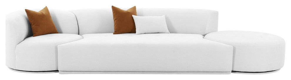 Fickle Grey Velvet 3-Piece Chaise Modular Sofa - Grey