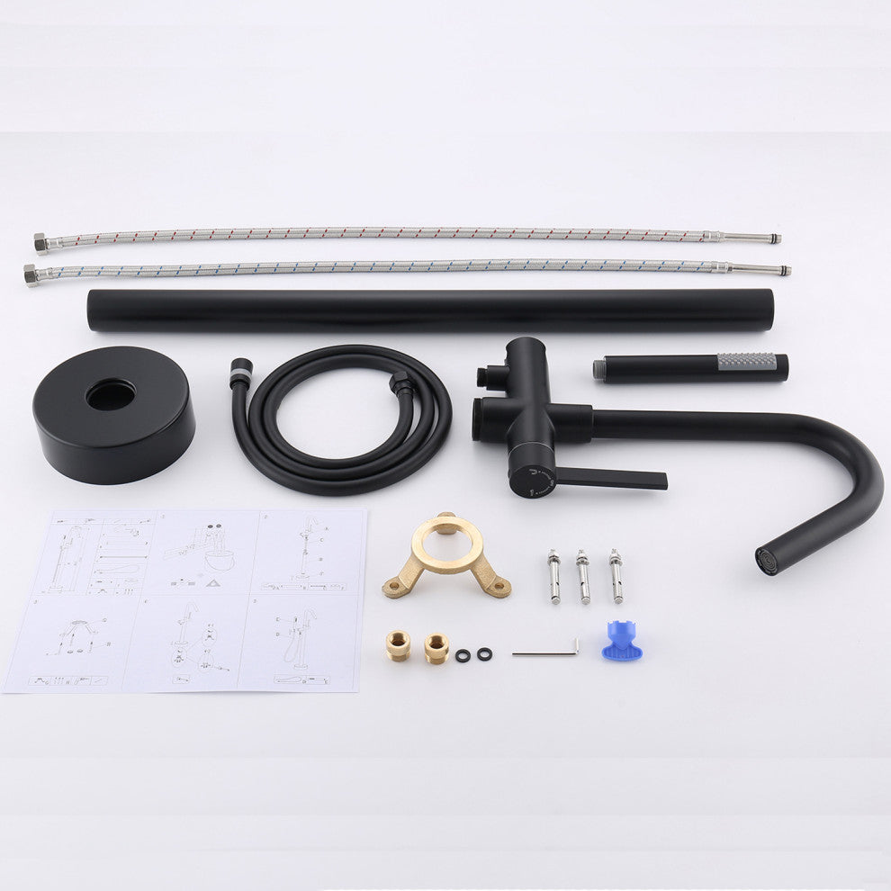 Single Handle Floor Mounted Tub Faucet, Matte Black