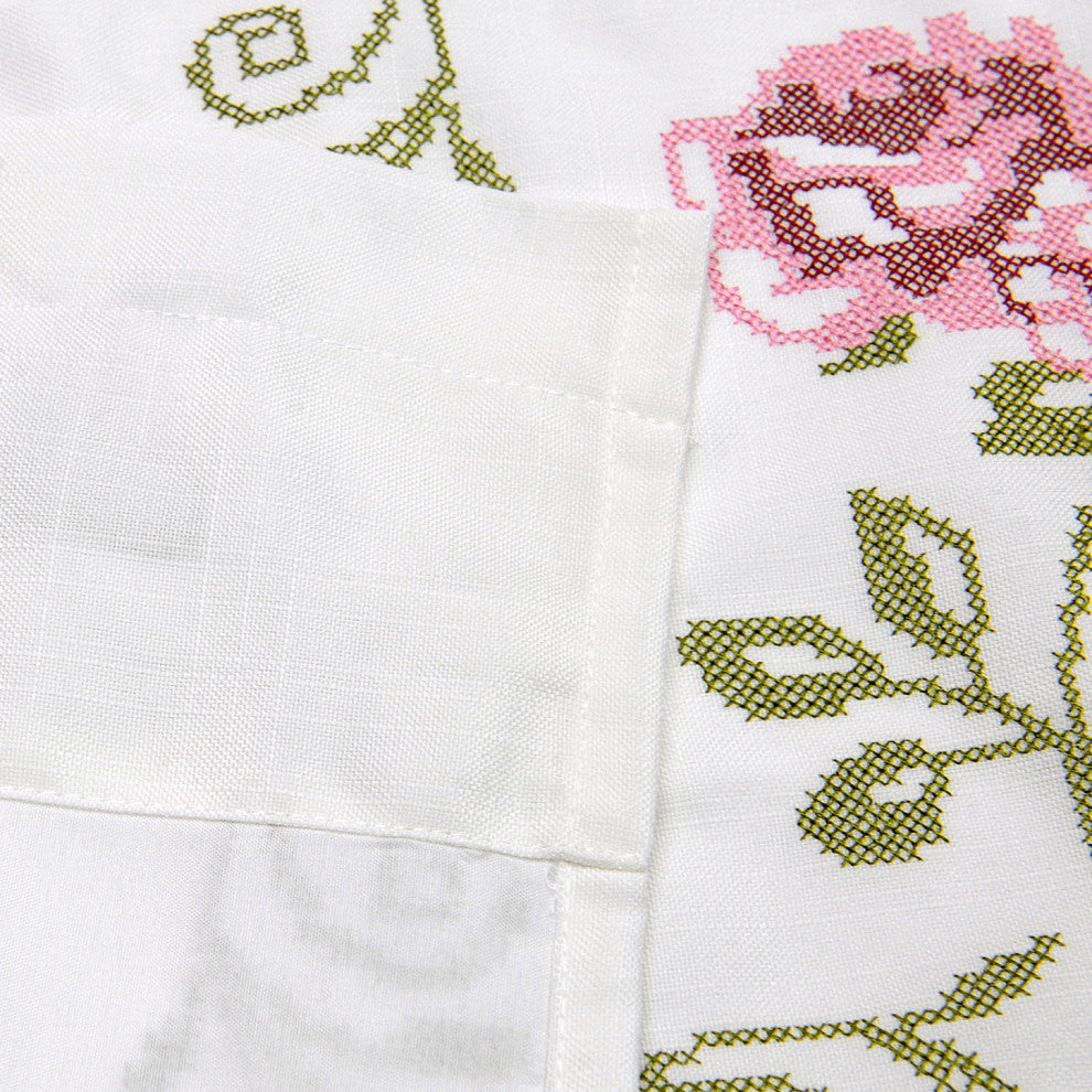 Rose Embroidery Window Curtain Valance, Light Pink, 19" X 60"