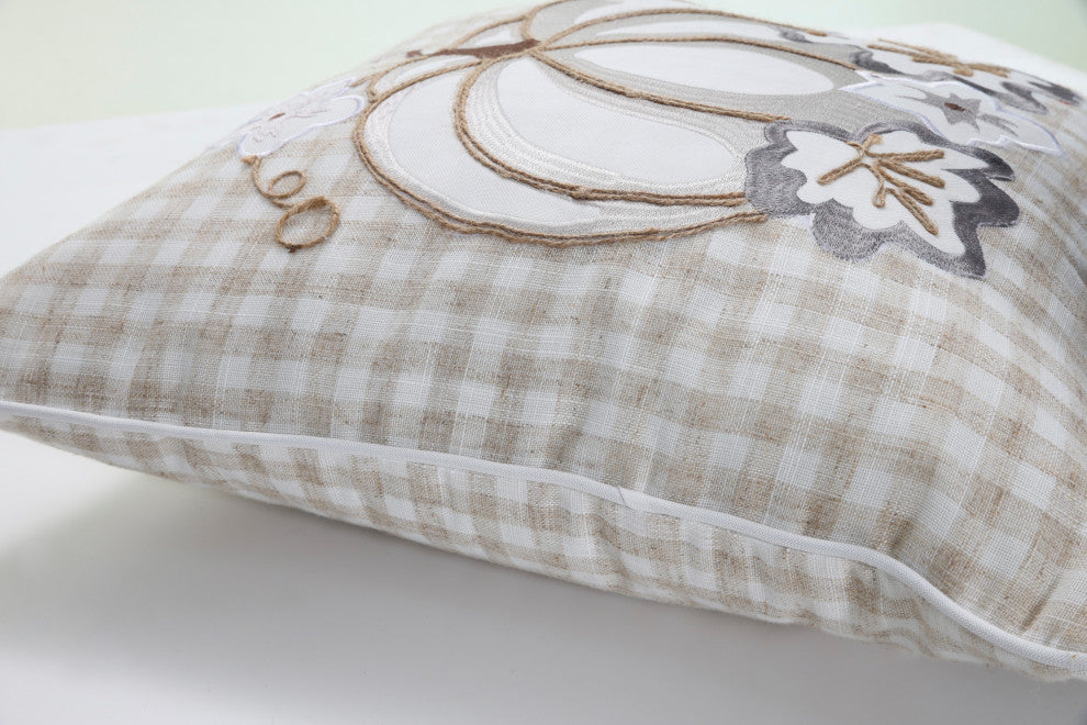 Indoor White Pumpkin Natural 18" Throw Pillow