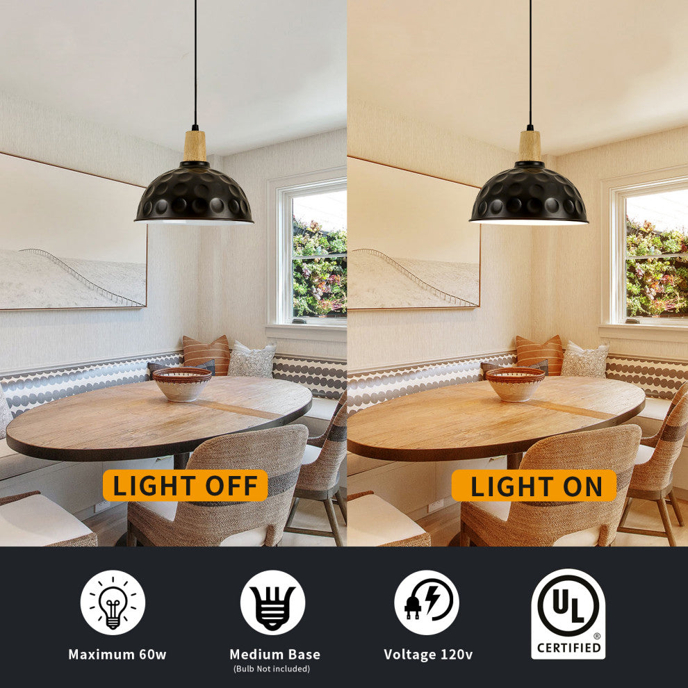 Single Dome Pendent Light, Black