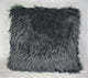 Faux Fur Grey Mongolian Sheepskin Decorative Throw Pillow, 22"x22"