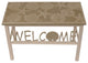 Solid Cottage Iron and Sisal Sand Dollar Welcome Bench With Weathered Sisal Mult