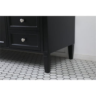 Elegant Decor Park Avenue 60" Metal MDF Marble Single Bathroom Vanity in Black