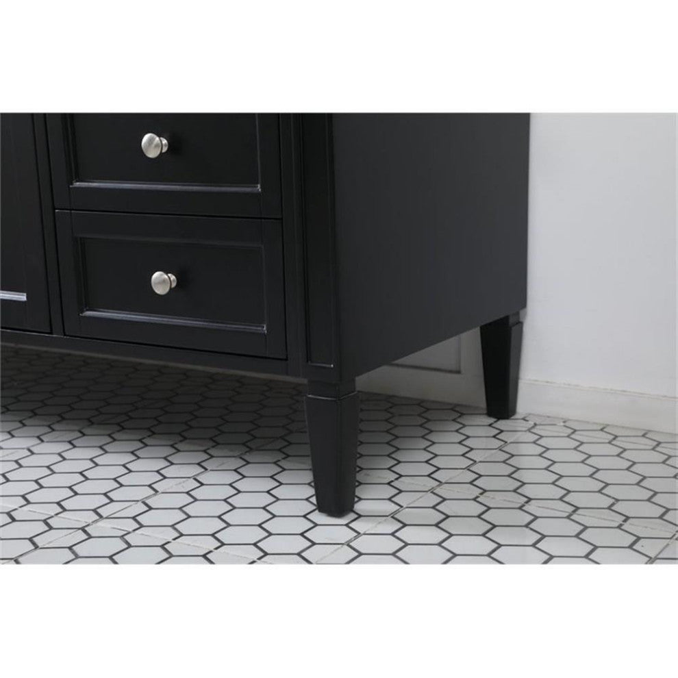 Elegant Decor Park Avenue 60" Metal MDF Marble Single Bathroom Vanity in Black
