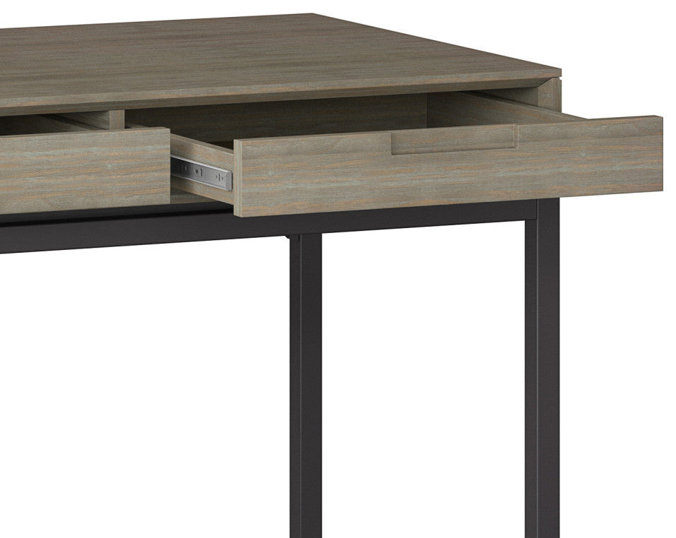 Banting Solid Hardwood Mid Century Wide Desk, Distressed Gray