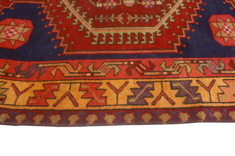 Fine Vintage Distressed Fatina Burgundy/Navy Runner, 3'11x10'3