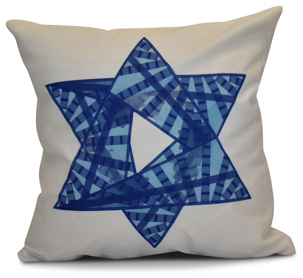 Decorative Outdoor Holiday Pillow Geometric, Royal Blue, 16"x16"