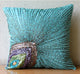 Blue Art Silk 14"x14" Peacock Feather Pillowcases, Peacock Grace