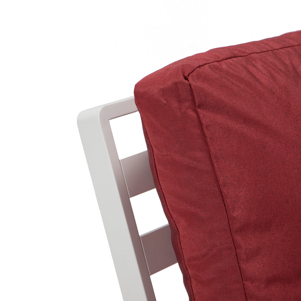 LeisureMod Walbrooke 3-Piece Patio Set With White Aluminum Frame and Cushions, Red