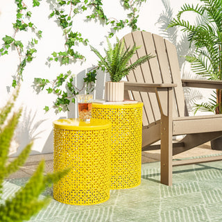 Multi-Functional Metal Garden Stool, 2-Piece Set, Yellow