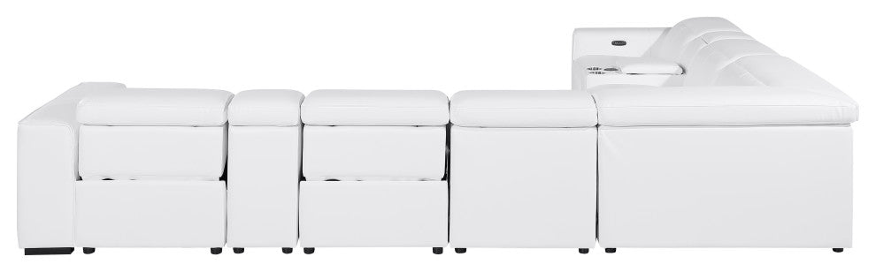 Niccolo Italian Leather 8-Piece L-Shaped Power Reclining Sectional, White