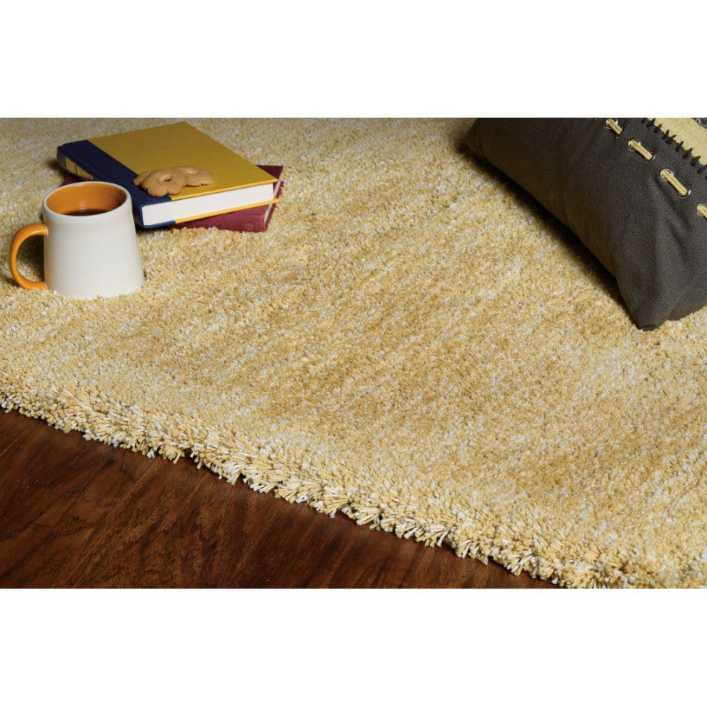 KAS Bliss 1586 Yellow Heather Shag Area Rug, 6' Round
