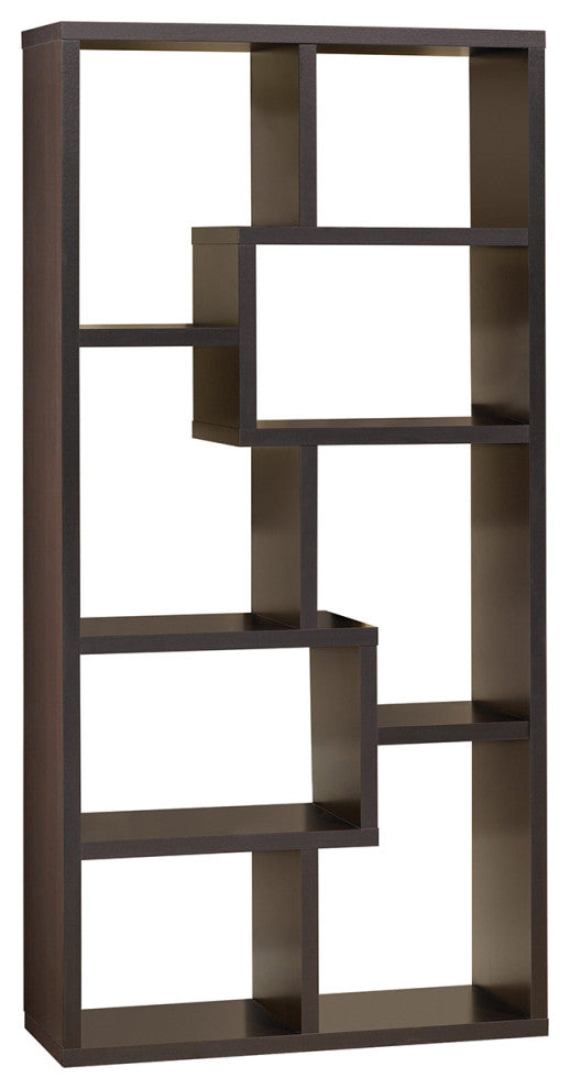 8-Shelf Wood Bookcase, Cappuccino