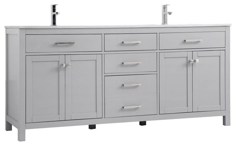 72" Double Bathroom Vanity, Grey
