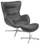Gray LeatherSoft Swivel Wing Chair and Ottoman Set