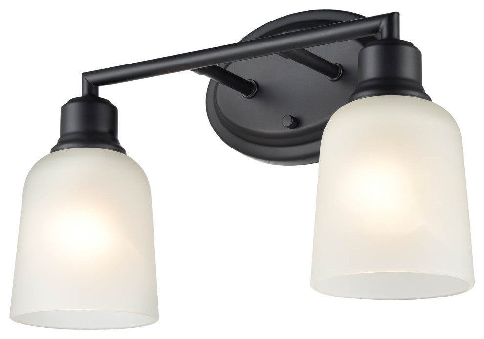 Amberle Collection 2-LIght 15.25" Matte Black Bathroom Vanity Light
