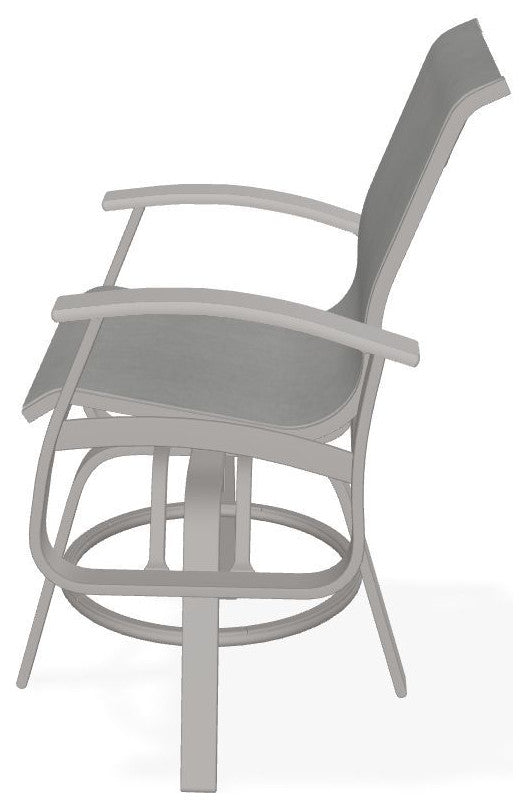 Belle Isle Sling Balcony Height Outdoor Swivel Chair, Alloy/Warm Gray