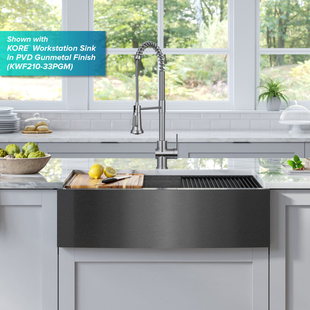 Britt Commercial Style 3-Function Pull-Down 1-Handle 1-Hole Kitchen Faucet, Spot-Free Stainless Steel (Model Kpf-1691sfs)