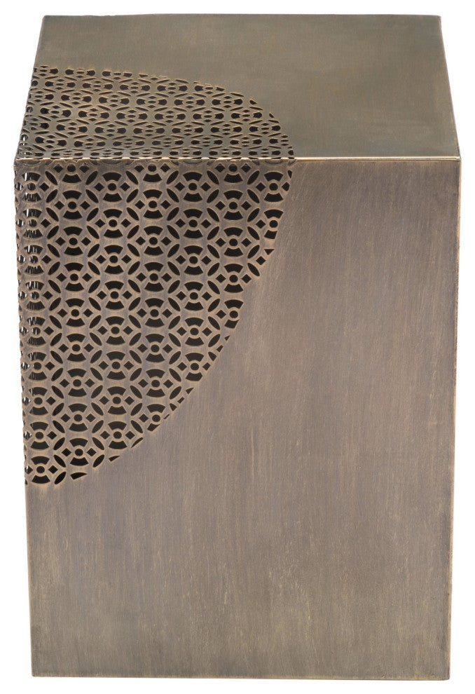 Sofa Side Table, Square, Steel Metal, Antique Gold, Lounge Lobby Hospitality