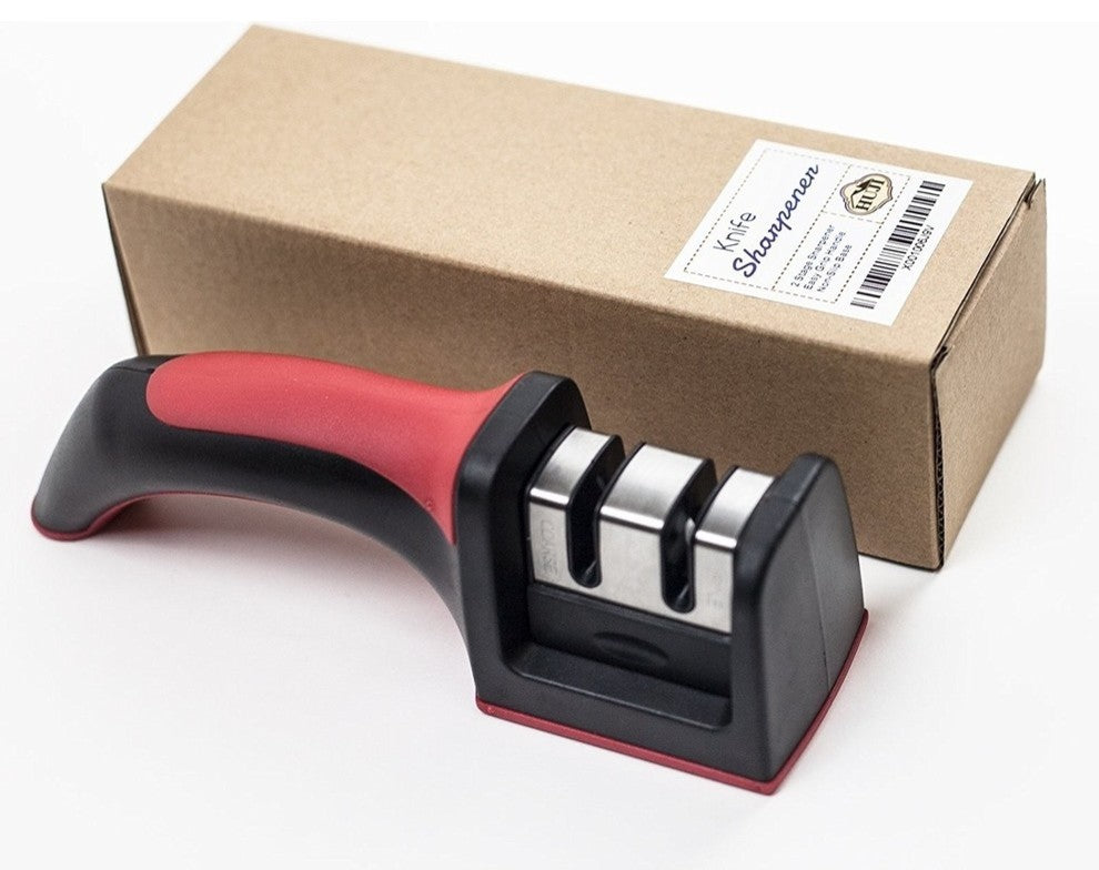 Professional Kitchen 2 Stage Knife Sharpener With Safety Soft Grip Handle