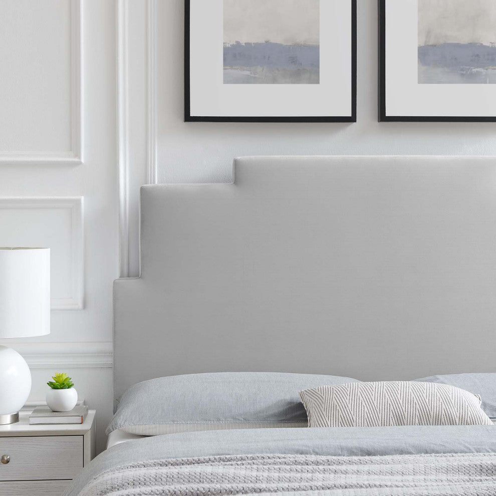 Kasia Performance Velvet Twin Headboard Light Gray