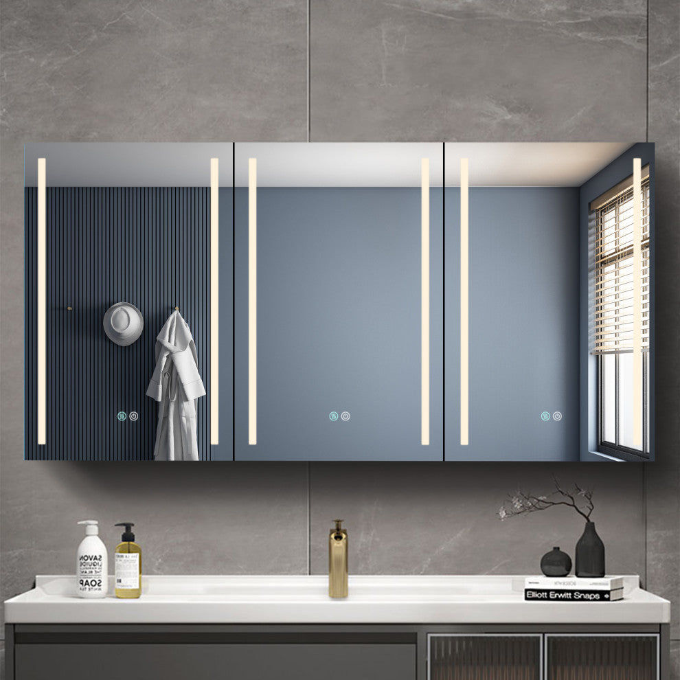 60" W x 30" H Aluminum Surface Mount Medicine Cabinet, Shelves
