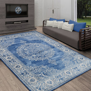 Traditional Accent Rug, Space Blue, 6'11"x4'11"