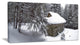 House in Magic Winter Forest, Landscape Canvas Art Print, 60"x28"