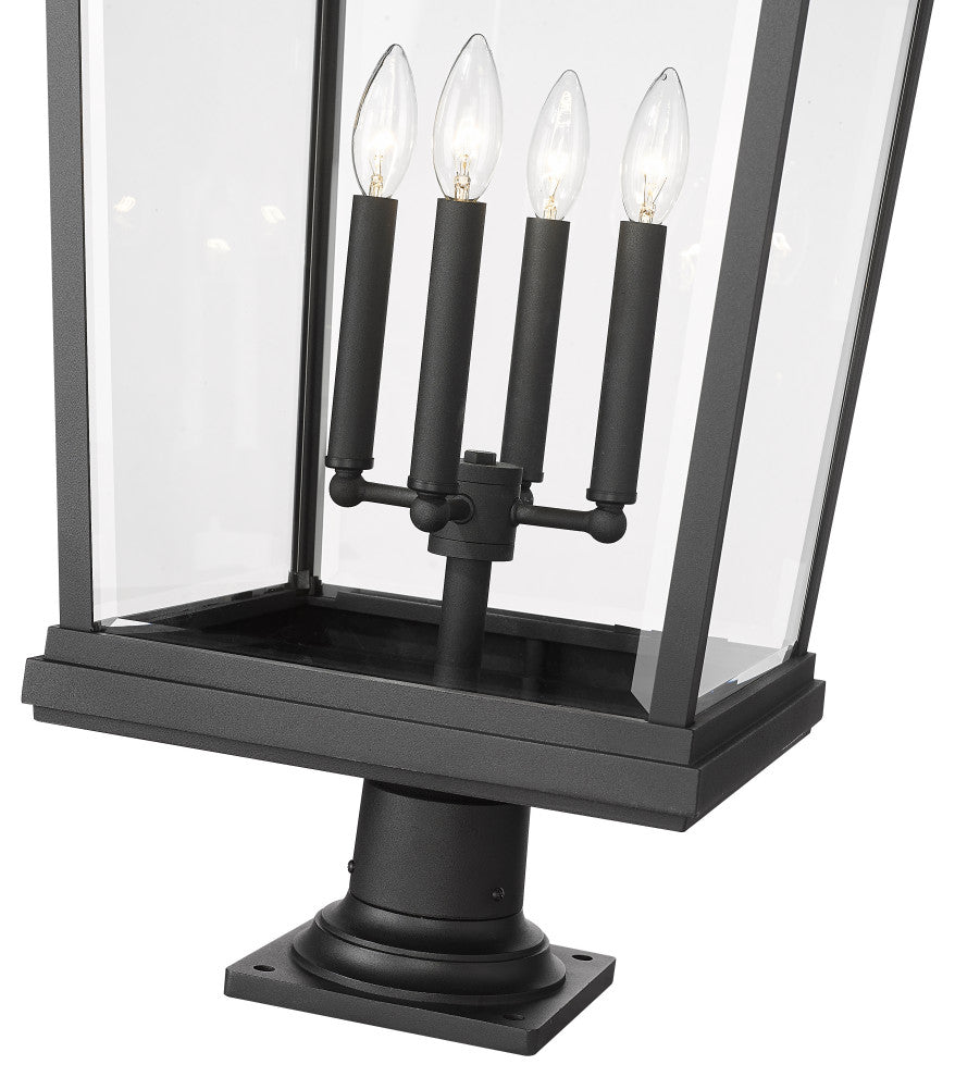Zlite 568PHXXLR-533PM-BK 4-Light Outdoor Pier Mounted Fixture, Clear Beveled