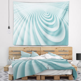 Fractal Rounded Blue 3D Waves Contemporary Wall Tapestry, 60"x50"