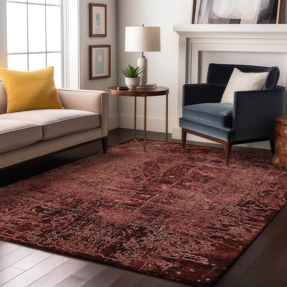 Premium Machine Washable Mayfield AMF559 Merlot 5' x 7'6" Rug