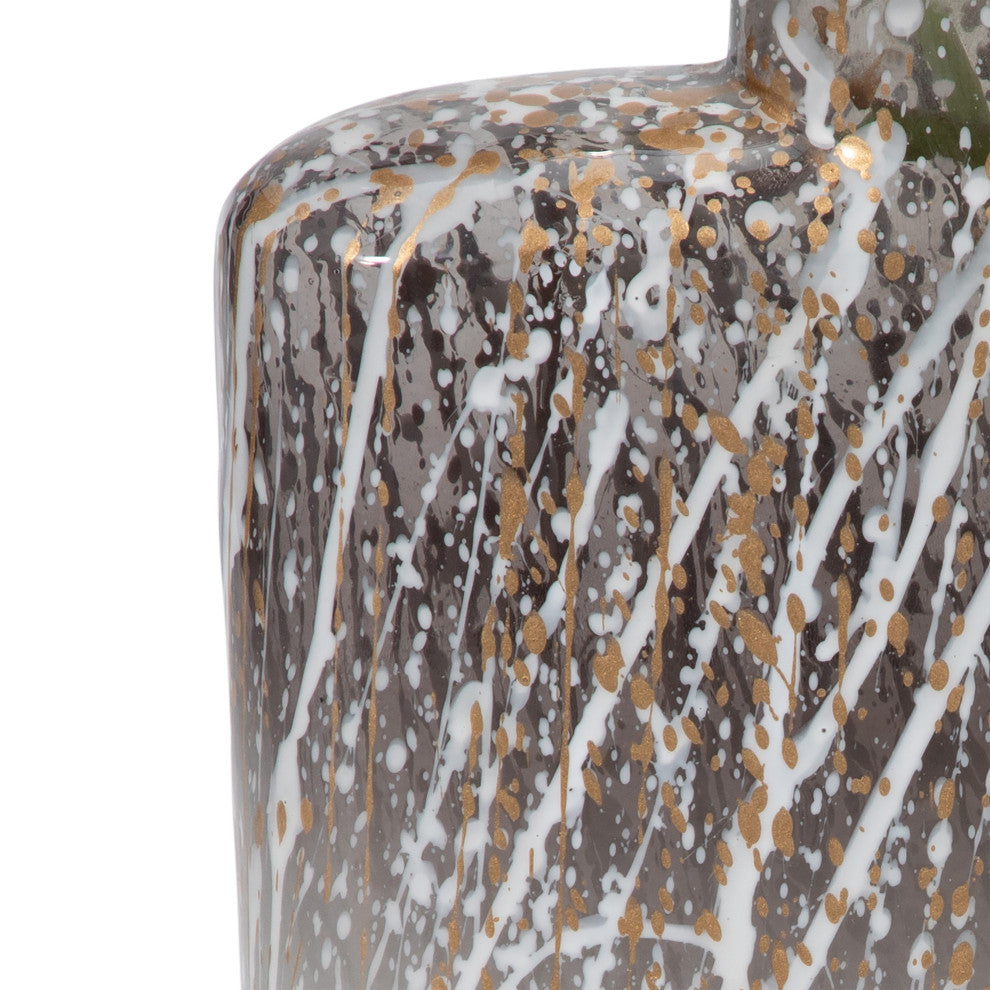 Glass, 10", Striped Stained Vase, Multi