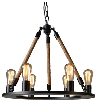 Iron and Jute Pendant in Natural and Black