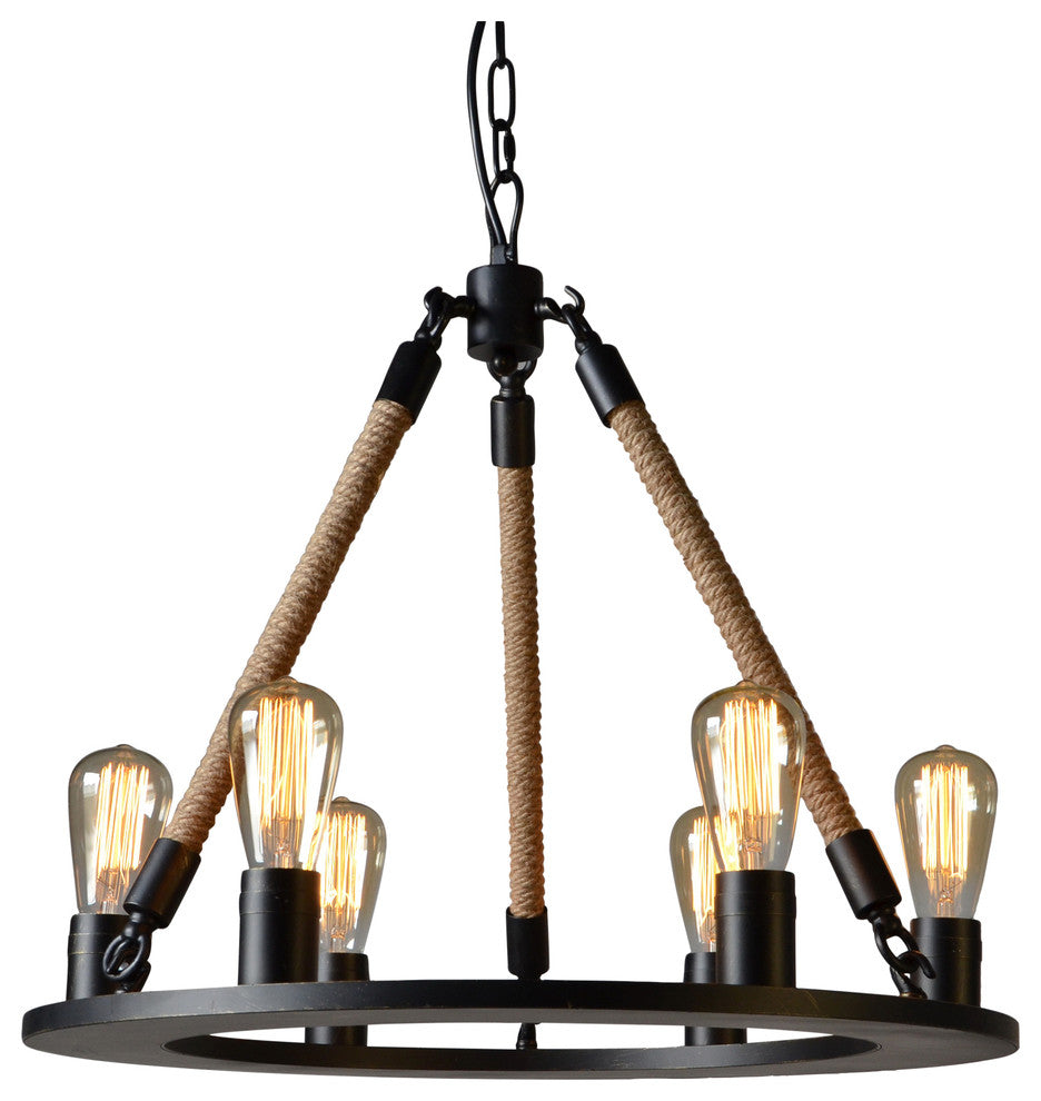 Iron and Jute Pendant in Natural and Black
