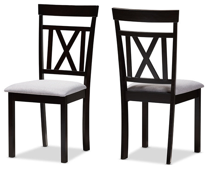 Rosie Gray Upholstered and Espresso Brown Dining Chair Set of 2