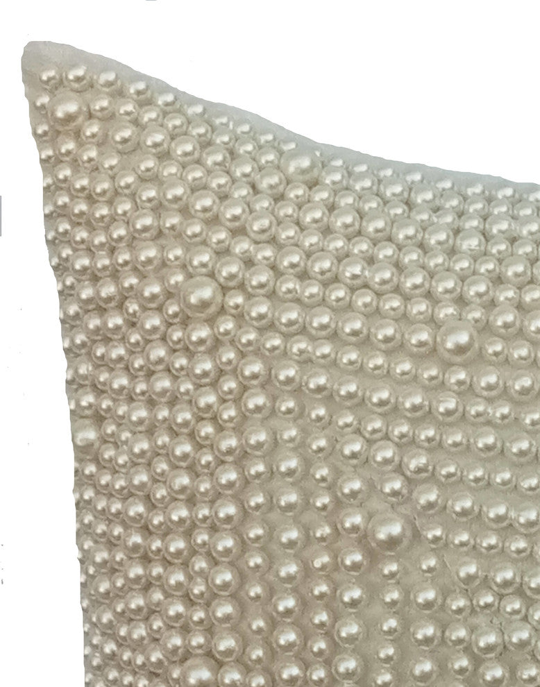 Ivory Decorative Pillow Covers 12"x12" Silk, Pearl World