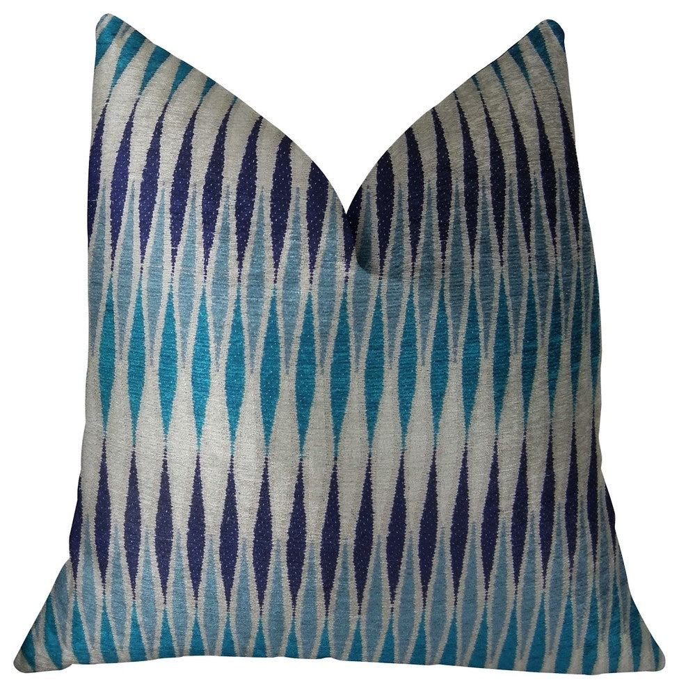 Wavering Blues Navy Blue and White Handmade Luxury Pillow, 20"x20"