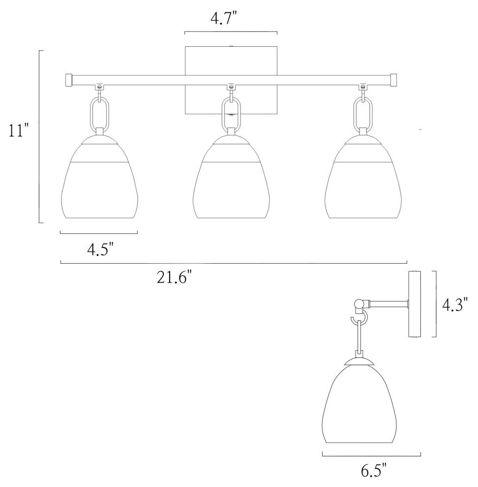 LNC Polished Gold Modern Textured-Glass Bell Wall Sconce, 3 Lights