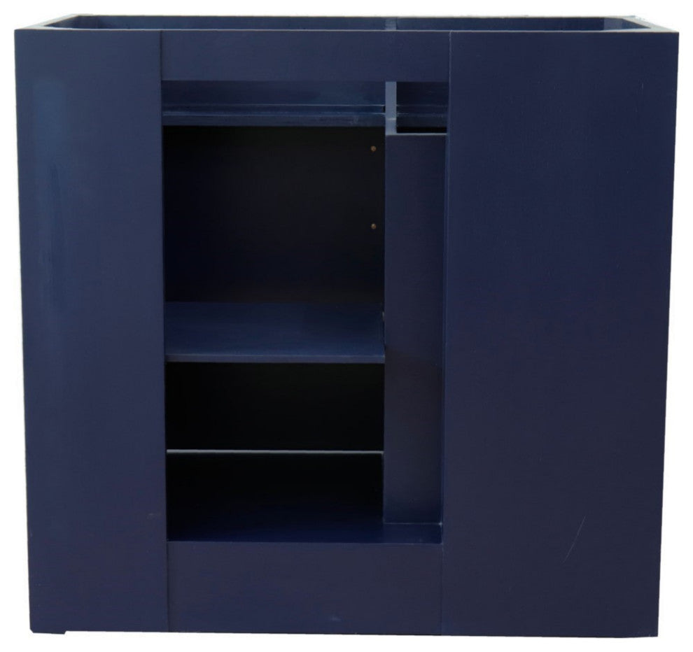 37" Single Sink Vanity, Blue Finish With Gray Granite