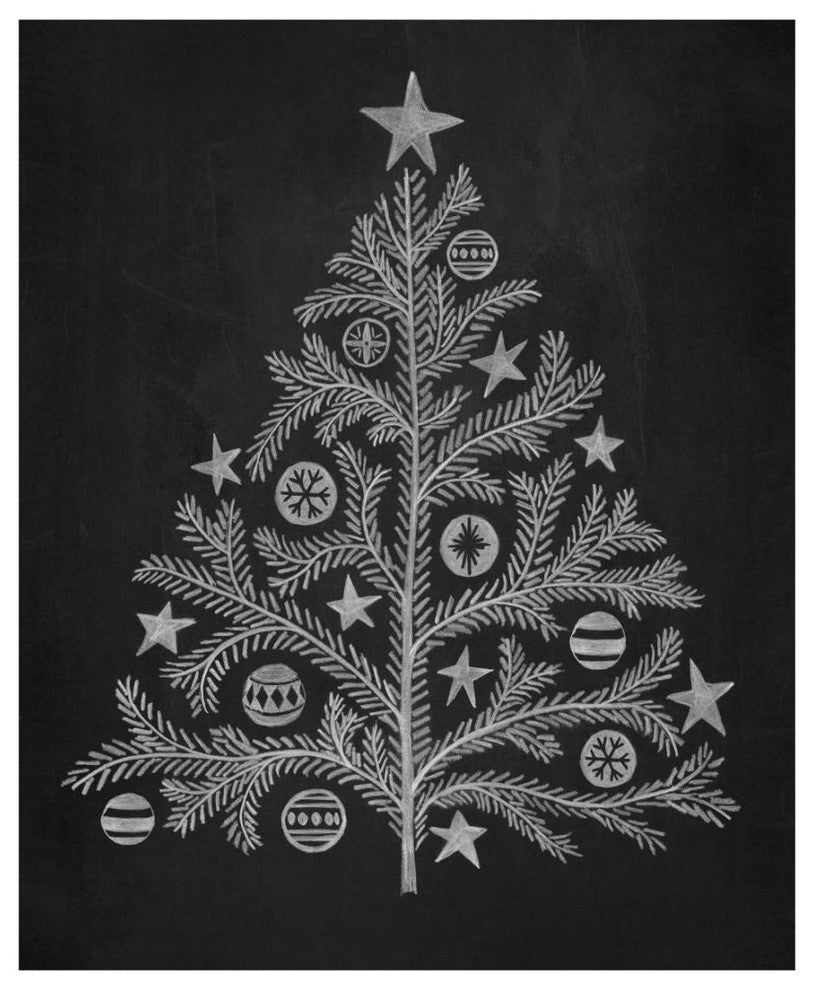 "Chalkboard Holiday Trees II" Digital Paper Print by Mary Urban, 18"x22"